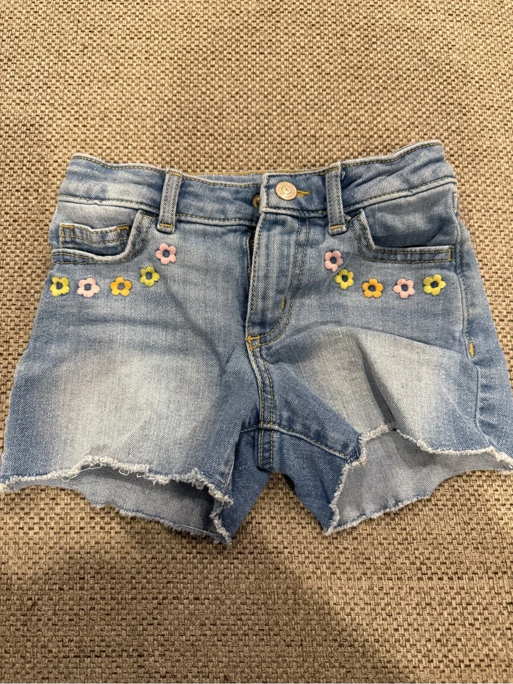Jumping Beans Girls Size 5 Denim Shorts Floral Embroidered Cutoff Jean Shorts